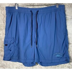 Tommy Bahama Relax Blue Cargo Swim Trunks Mens XL Drawstring Board Shorts